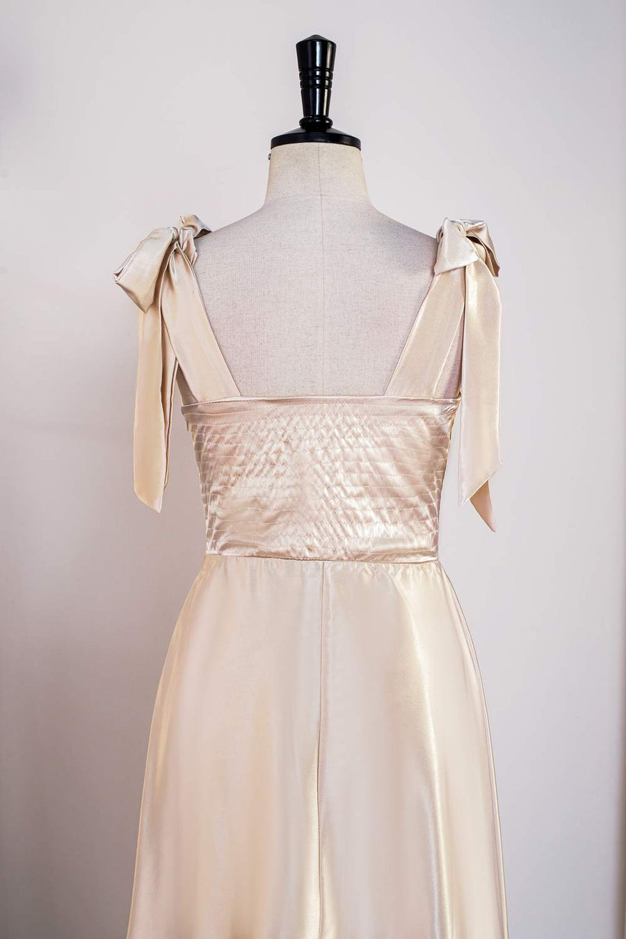 Champagne Bow Tie Straps A-line Satin Tea-Length Bridesmaid Dress | Joyofdress Champagne Bow Tie Straps A-line Satin Tea-Length Bridesmaid Dress | Joyofdress