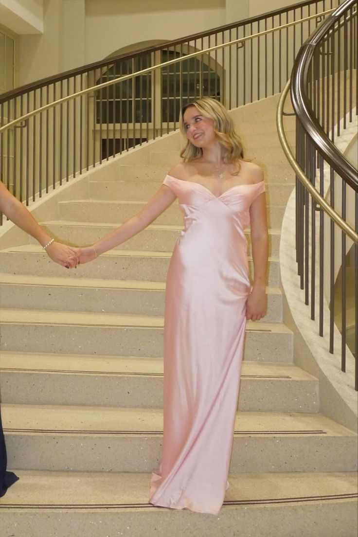 V-Neck Off-Shoulder Satin Fitted Long Party Prom Dress