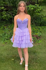 Sweetheart Strapless A-Line Empire Tiered Party Homecoming Dress