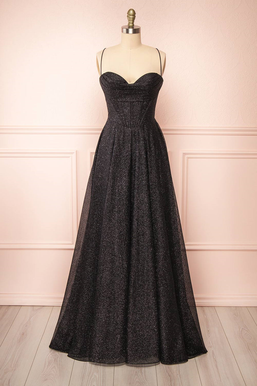 Sparkly Black Lace-Up A-line Sweetheart Long Prom Dress | Joyofdress Sparkly Black Lace-Up A-line Sweetheart Long Prom Dress | Joyofdress