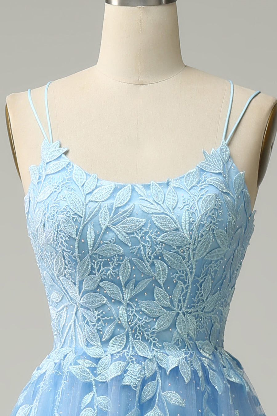 Bateau Sleeveless Tulle A-Line Lace Appliques Prom Party Dress