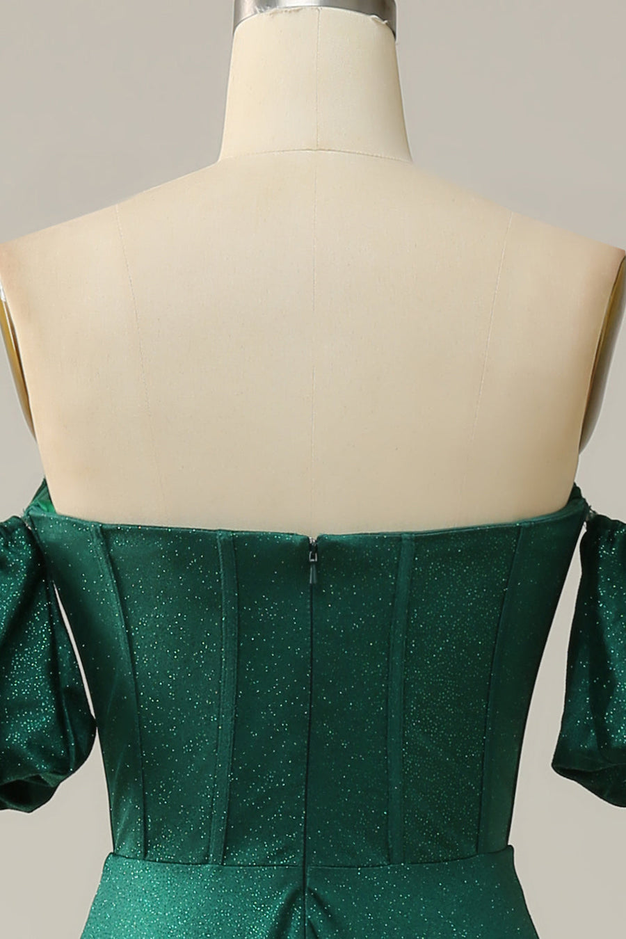 Sparkly Hunter Green Off-the-Shoulder Puff Sleeves A-line Long Prom Dr | Joyofdress Sparkly Hunter Green Off-the-Shoulder Puff Sleeves A-line Long Prom Dr | Joyofdress