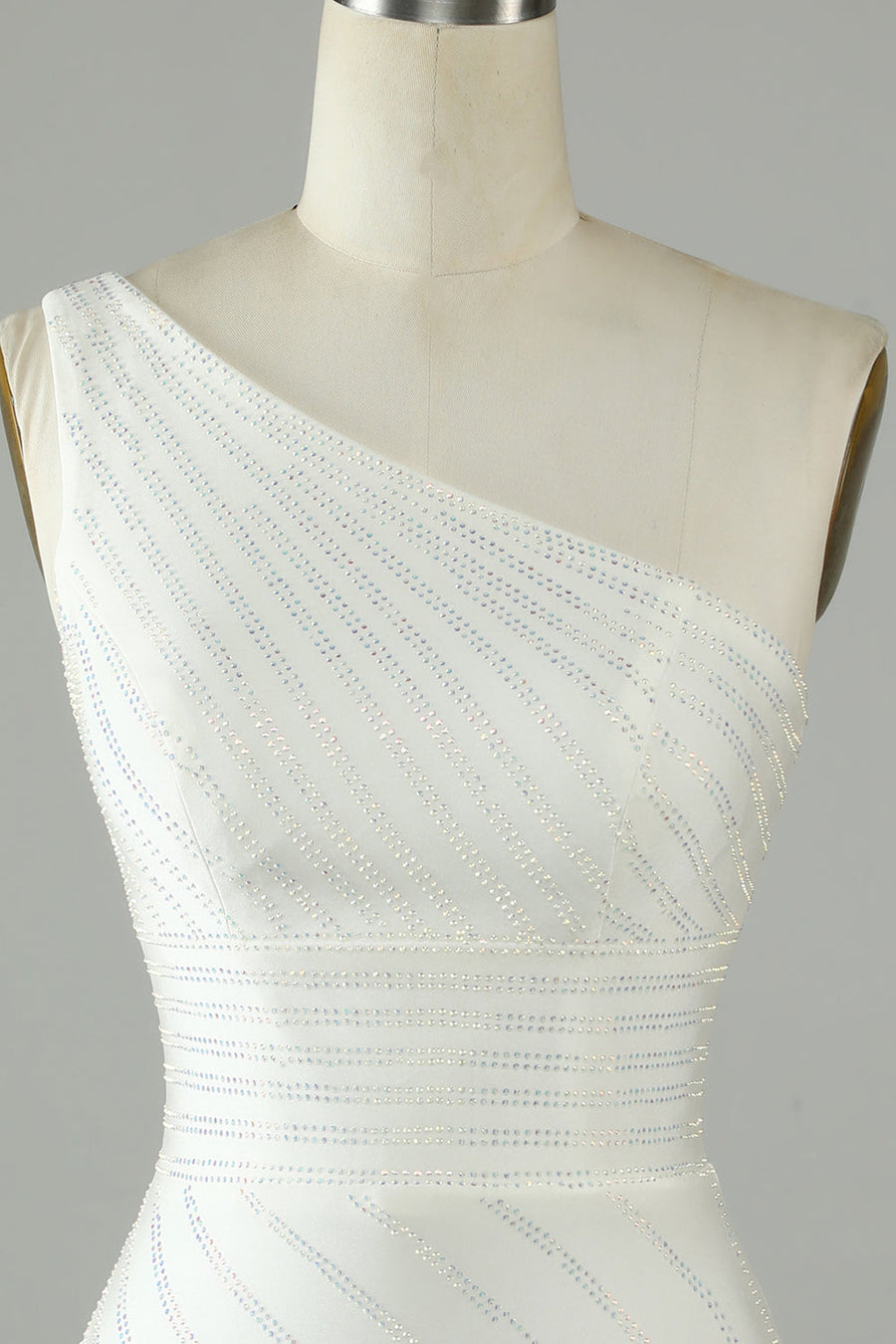 White One Shoulder Beaded Sheath Homecoming Dress