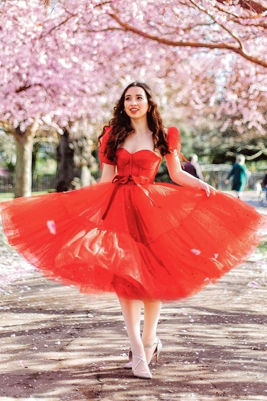 Blue A-line Stars Puff Sleeves Tulle Homecoming Dress with Sash Blue / Custom Size Blue A-line Stars Puff Sleeves Tulle Homecoming Dress with Sash Blue / Custom Size