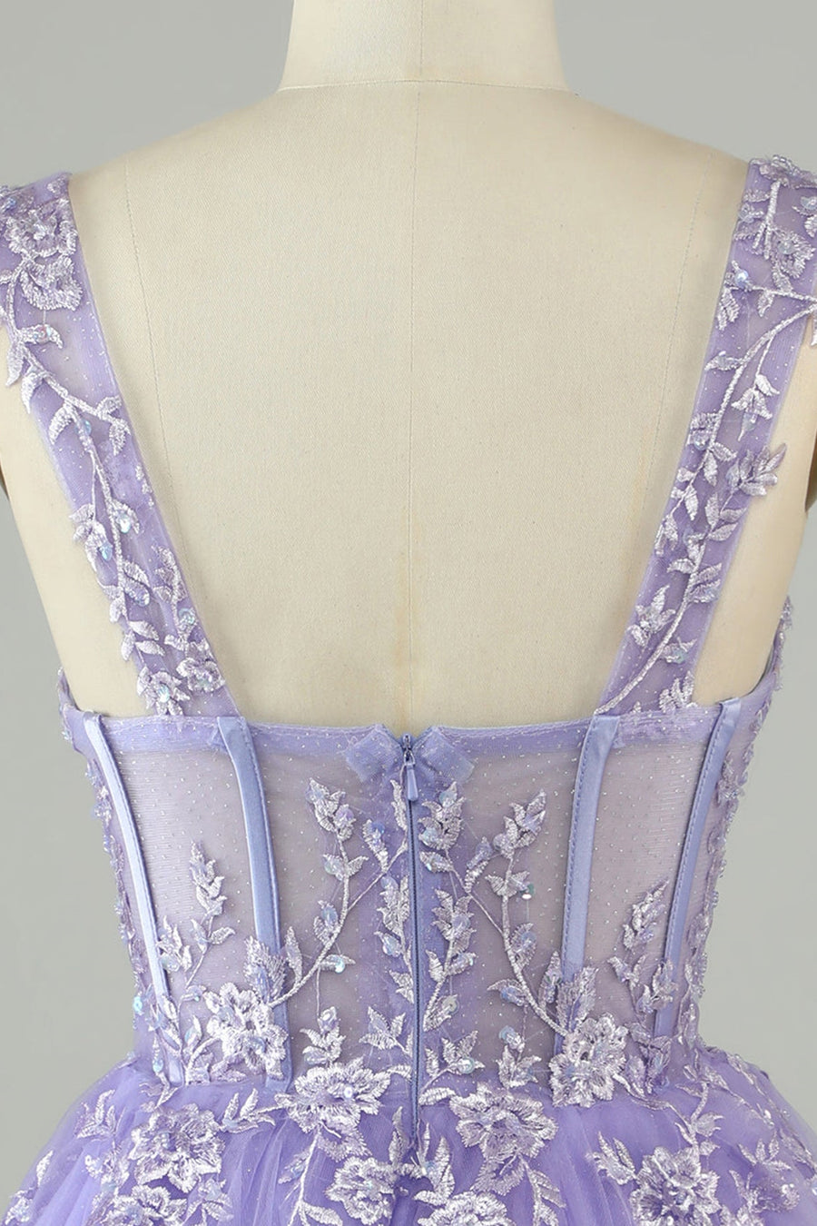 Lavender Sweetheart Tulle Appliques A-line Homecoming Dress