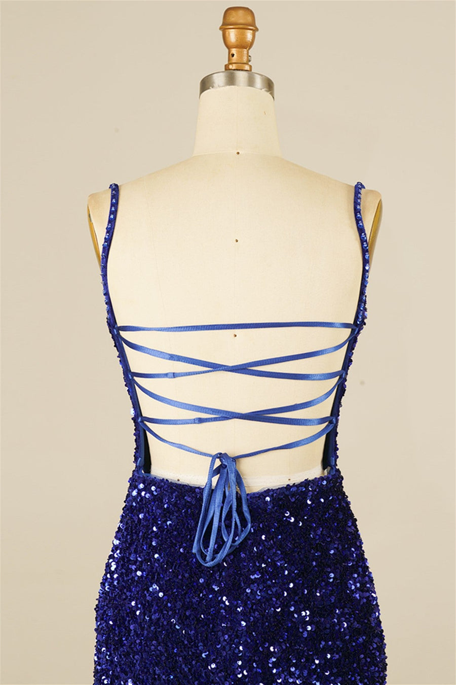 Royal Blue Sequins Lace-Up Sheath Homecoming Dress with Tassels