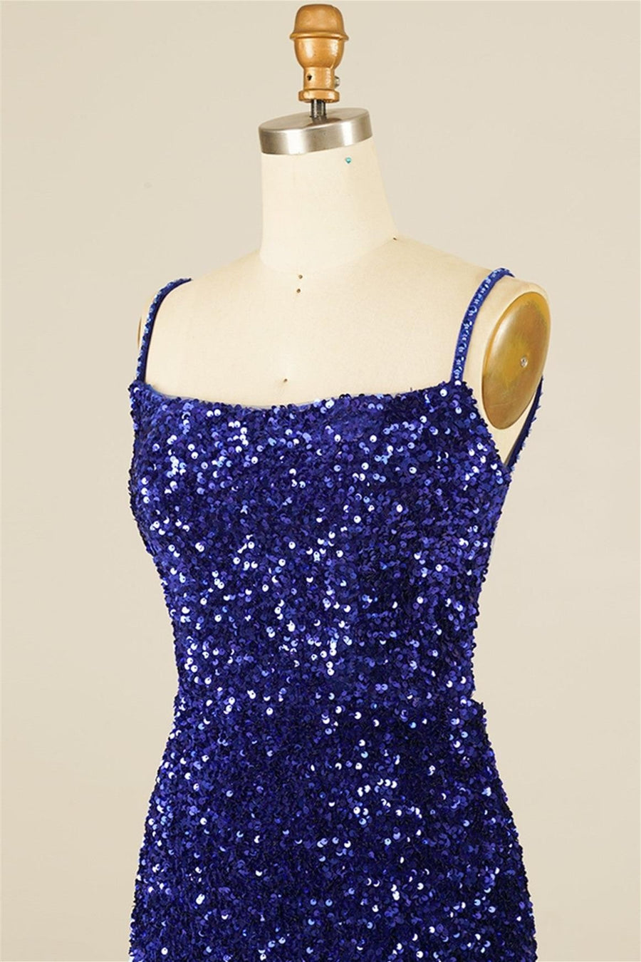 Royal Blue Sequins Lace-Up Sheath Homecoming Dress with Tassels