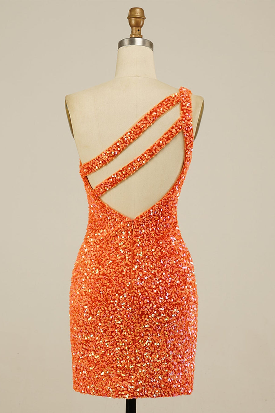 Orange Sequins One Shoulder Sheath Homecoming Dress Orange / US 8 Orange Sequins One Shoulder Sheath Homecoming Dress Orange / US 8