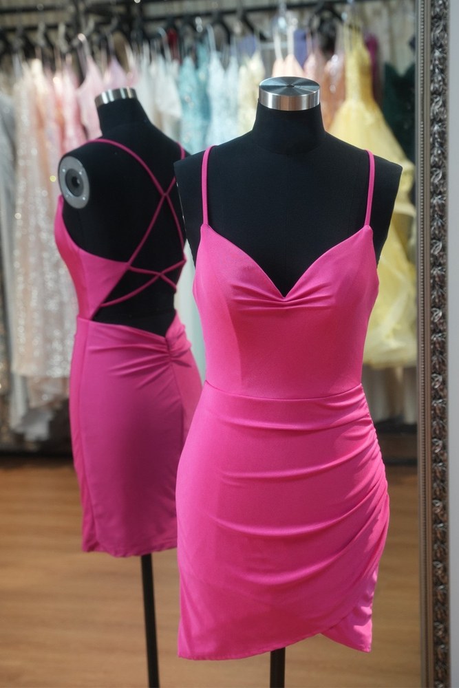 Sweetheart Spaghetti Straps Ruched Bodycon Homecoming Dress