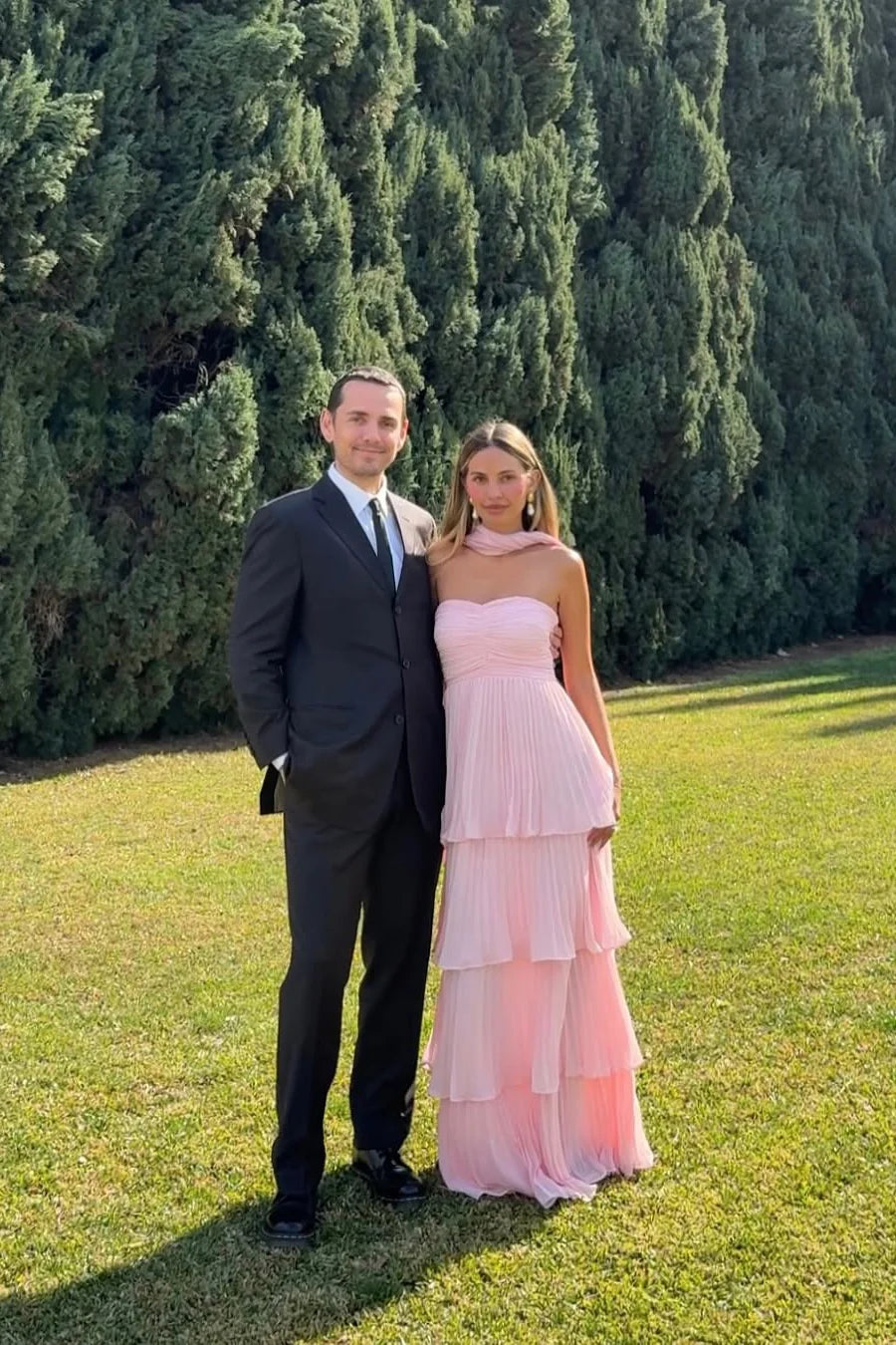 Hunter Green Strapless A-line Layers Long Prom Dress Pink / US 6 Hunter Green Strapless A-line Layers Long Prom Dress Pink / US 6