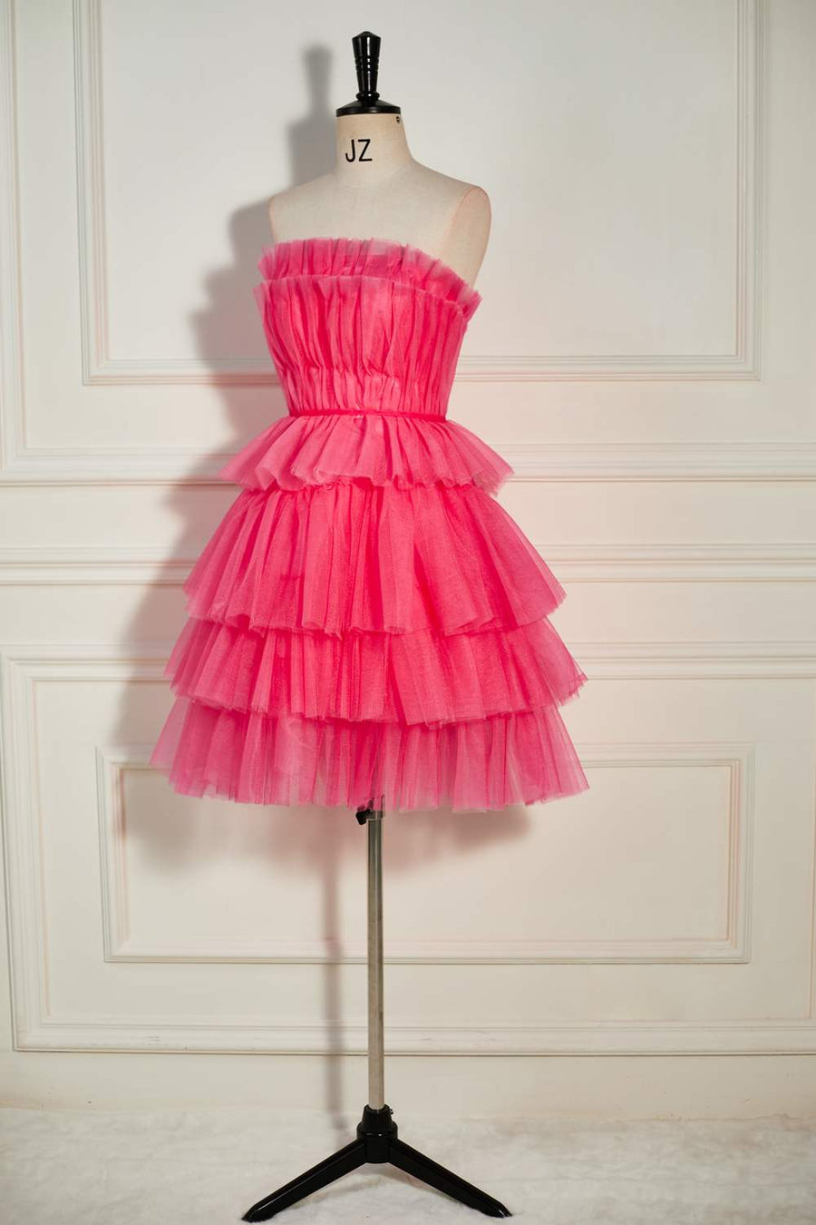 Watermelon Strapless Multi-Layers A-line Tulle Homecoming Dress Watermelon / US 6 Watermelon Strapless Multi-Layers A-line Tulle Homecoming Dress Watermelon / US 6