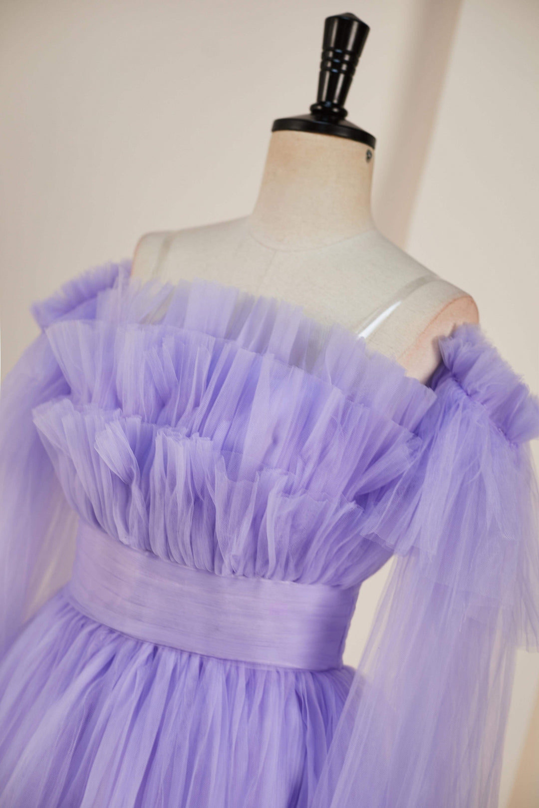 Strapless A-line Floor-length Tiered Dress Lavender