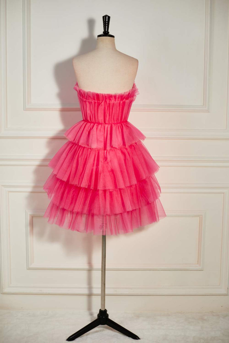 Watermelon Strapless Multi-Layers A-line Tulle Homecoming Dress