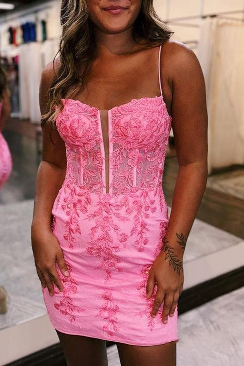 Detachable Off-the-Shoulder Feather Appliqued Sexy Fitted Homecoming Dress Pink / Custom Size Detachable Off-the-Shoulder Feather Appliqued Sexy Fitted Homecoming Dress Pink / Custom Size