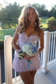 Sweetheart Sleeveless Floral Lace A-Line Mini Party Homecoming Dress