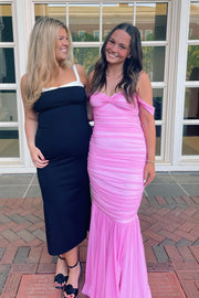 Off-Shoulder Sweetheart Fitted Chiffon Long Party Prom Dress