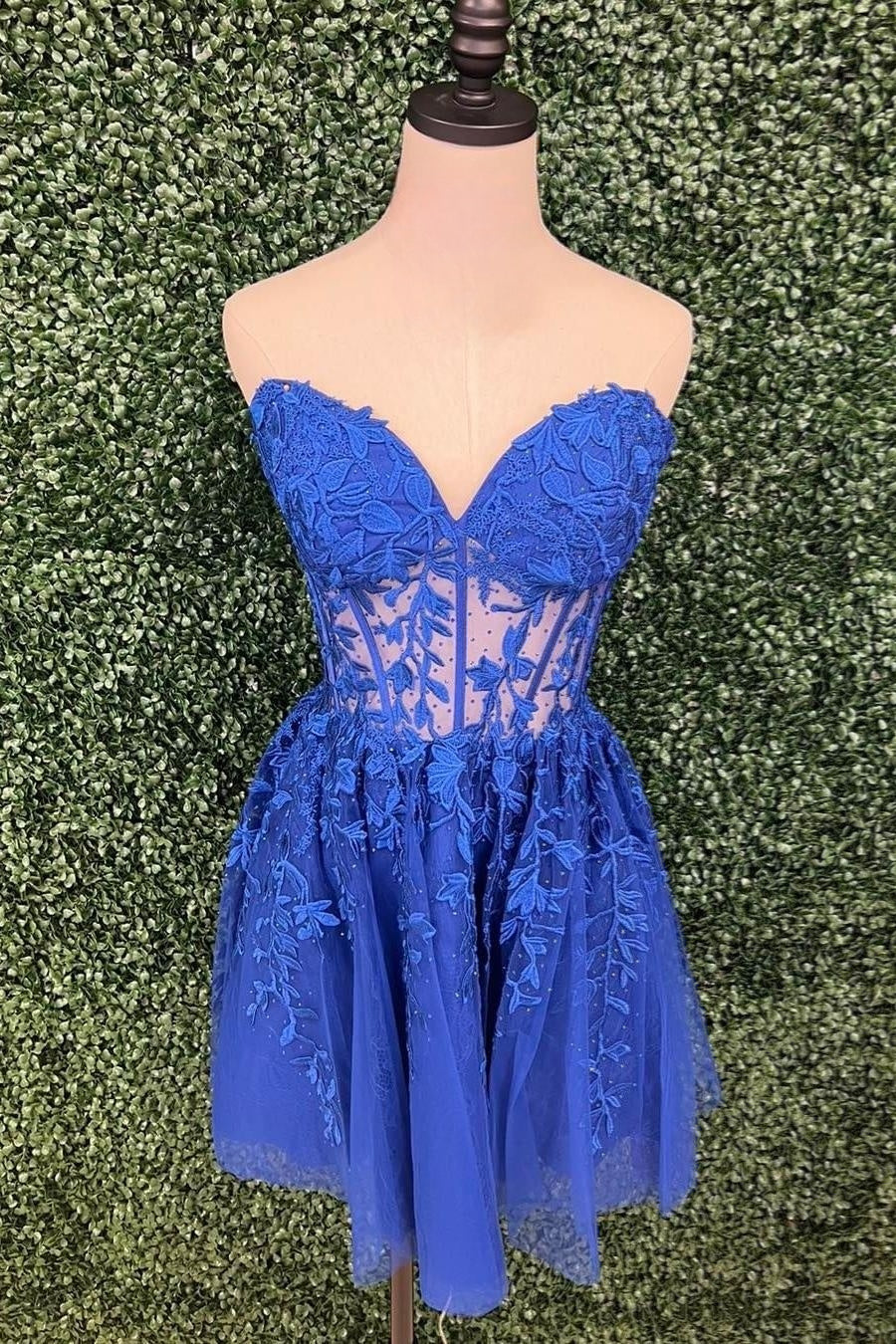 royal blue strapless hoco dress Appliques A-line Homecoming Royal Blue / US 10 Color:Ice Blue Jacquard Jinmgg Clearance Dresses under Bodycon Fabric Monitor_disable:2026-06-02 05:14