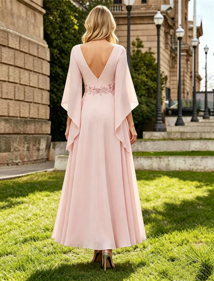 Scoop Chiffon A-Line Appliques Empire Mother Of The Bride Dress