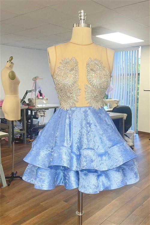 Baby Blue with rhinestone Homecoming Dress