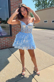 Off the Shoulder Lavender Sequin Ruffle Short Homecoming Dress