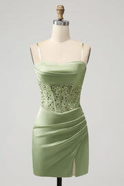 Sweetheart Green  Ruched Bodycon Homecoming Dress