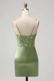 Sweetheart Green  Ruched Bodycon Homecoming Dress