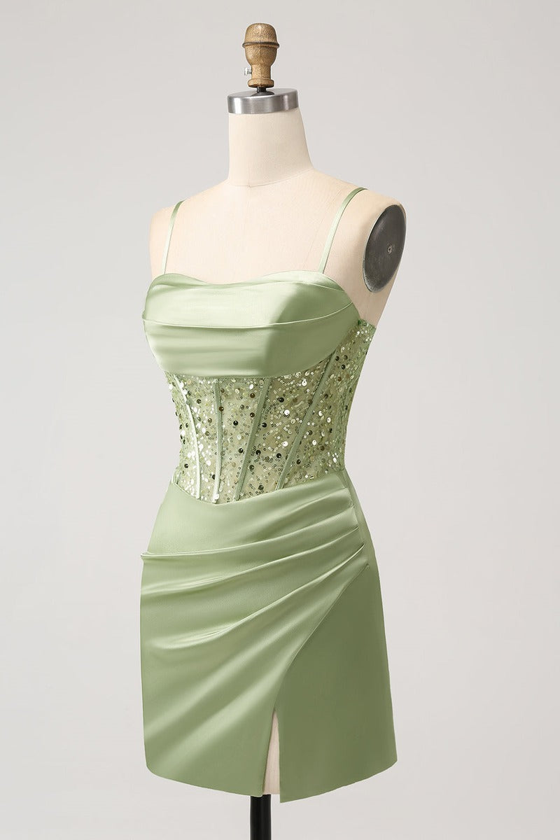 Sweetheart Green  Ruched Bodycon Homecoming Dress