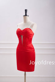 Sweetheart Red Keyhole Ruched Bodycon Homecoming Dress