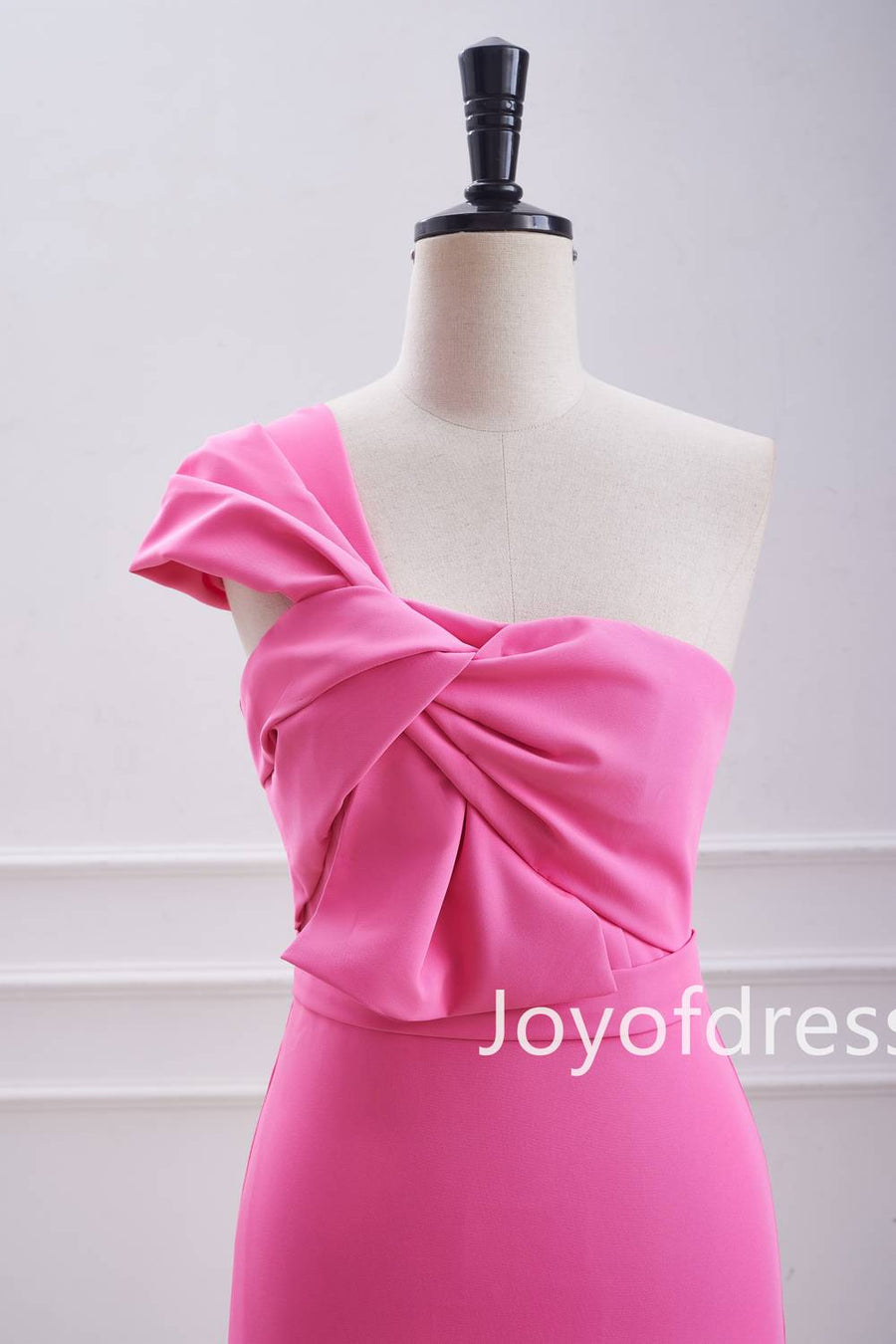 Hot Pink One Shoulder Knot Bodycon Short Homecoming Dress