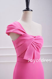 Hot Pink One Shoulder Knot Bodycon Short Homecoming Dress