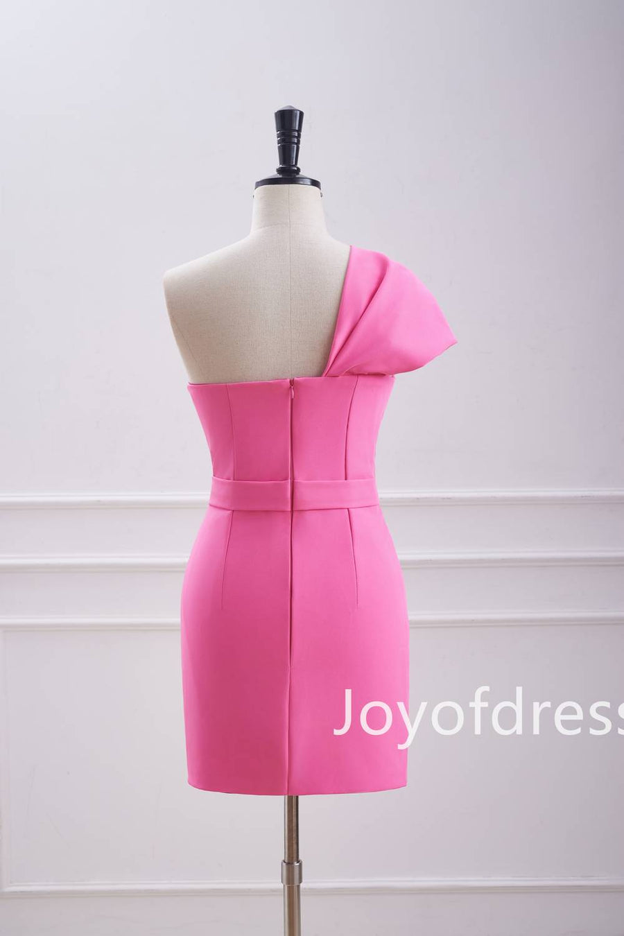 Hot Pink One Shoulder Knot Bodycon Short Homecoming Dress