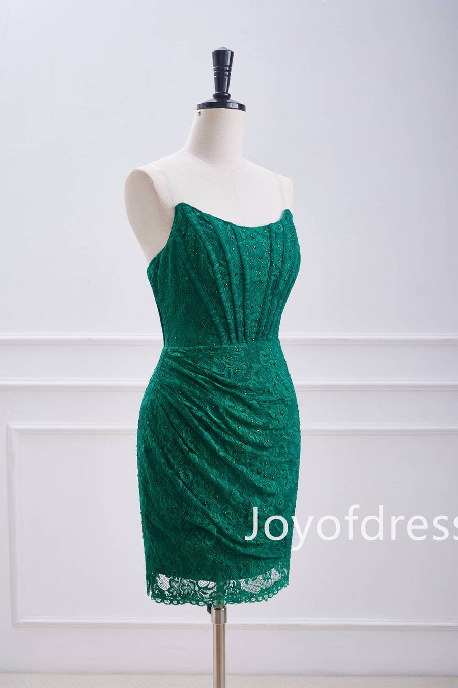 Emerald Green Beade Lace Ruched Bodycon Dress Emerald Green / US 6