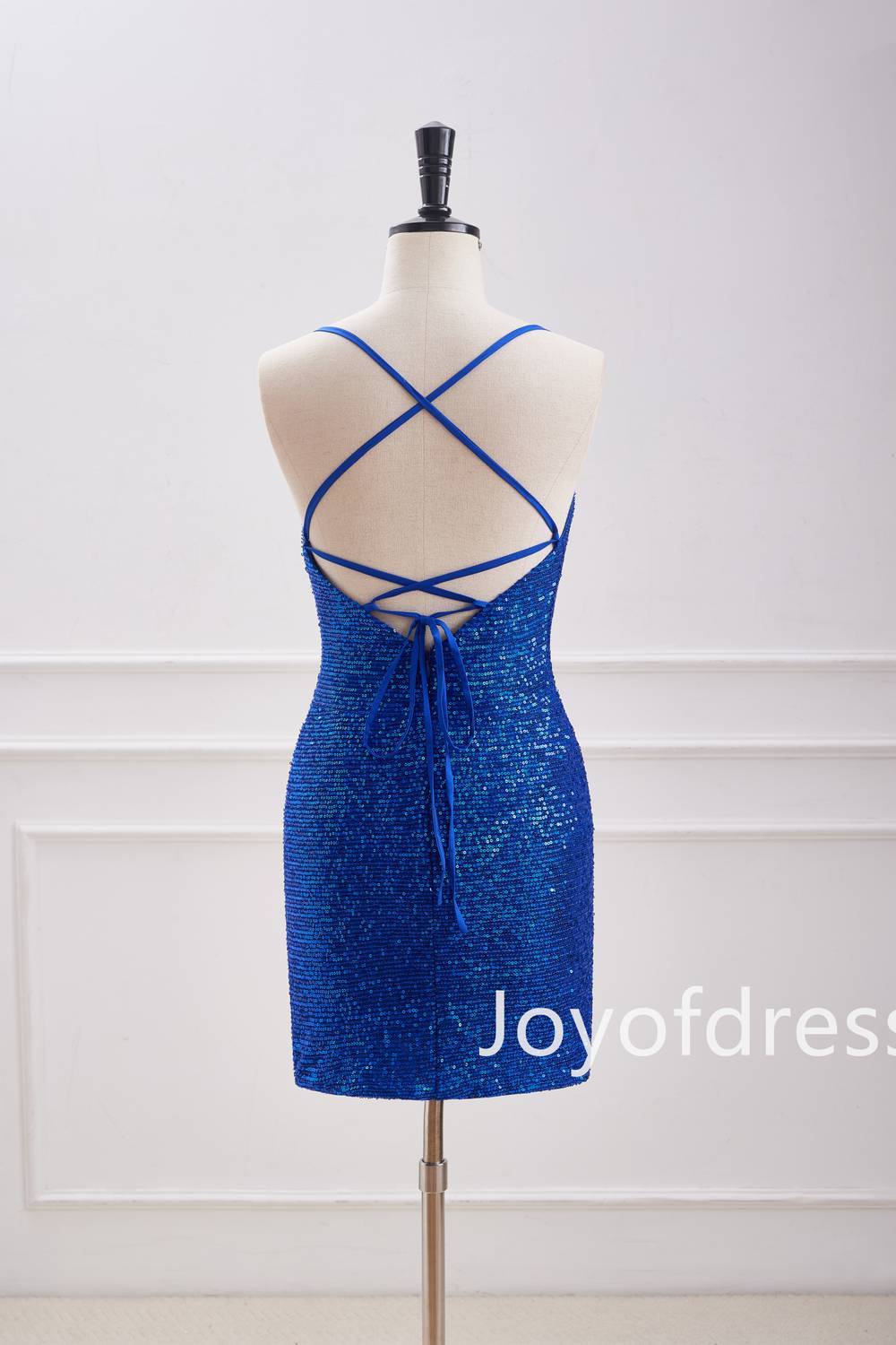 V-Neck Royal Blue Sequin Ruched Mini Dress Royal Blue / US 4 V-Neck Royal Blue Sequin Ruched Mini Dress Royal Blue / US 4