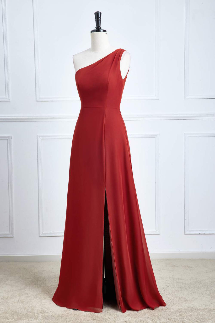 one shoulder a line bridesmaid dress One Shoulder Satin A-Line Bridesmaid Dress