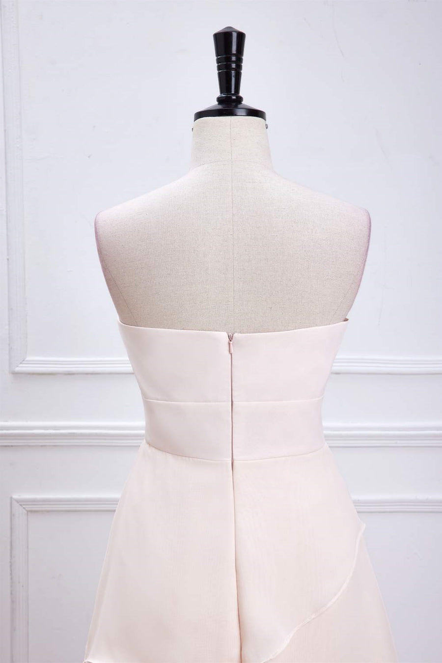 Pink Strapless A-line Layers Long Bridesmaid Dress with Flowers