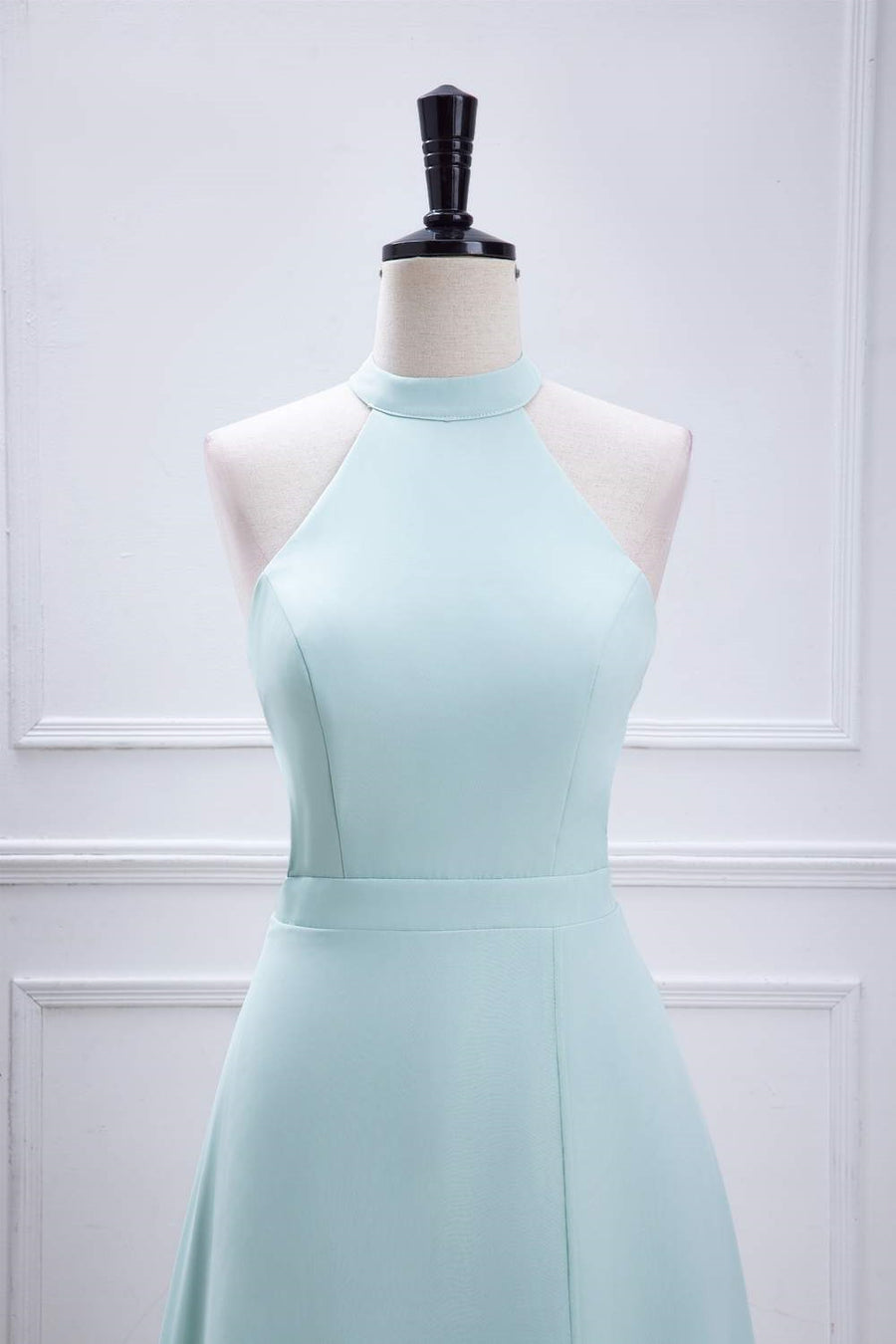 Blue Halter A-Line Chiffon Long Bridesmaid Dress with Slit Blue / US 4 Blue Halter A-Line Chiffon Long Bridesmaid Dress with Slit Blue / US 4