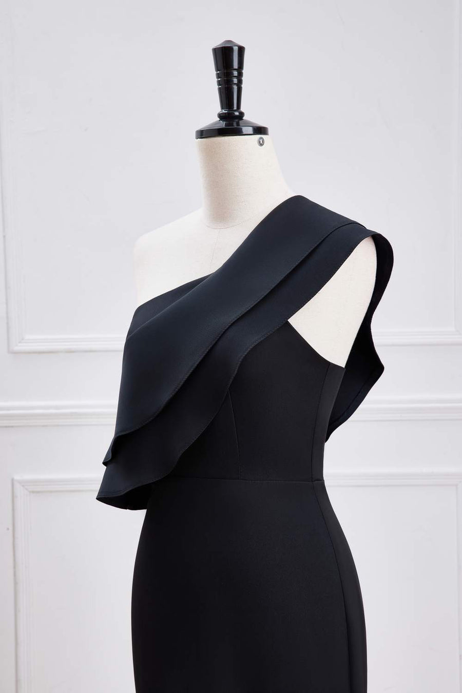 Black Ruffled One Shoulder Mermaid Long Bridesmaid Dress Black / US 6 Black Ruffled One Shoulder Mermaid Long Bridesmaid Dress Black / US 6