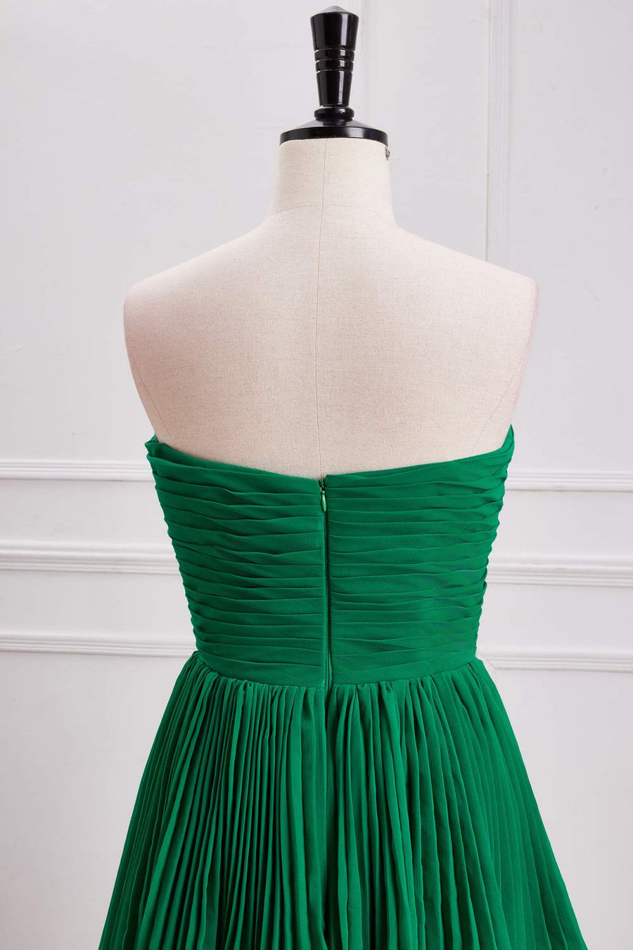 Hunter Green Strapless A-line Layers Long Prom Dress
