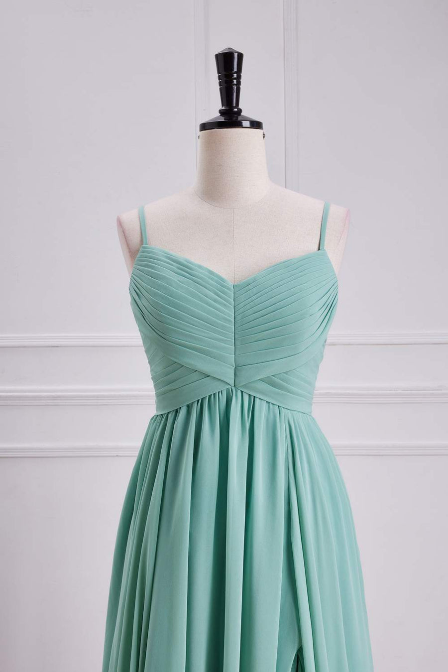 Sage Green Spaghetti Straps A-Line Long Bridesmaid Dress with Slit Sage Green / Custom Size Sage Green Spaghetti Straps A-Line Long Bridesmaid Dress with Slit Sage Green / Custom Size