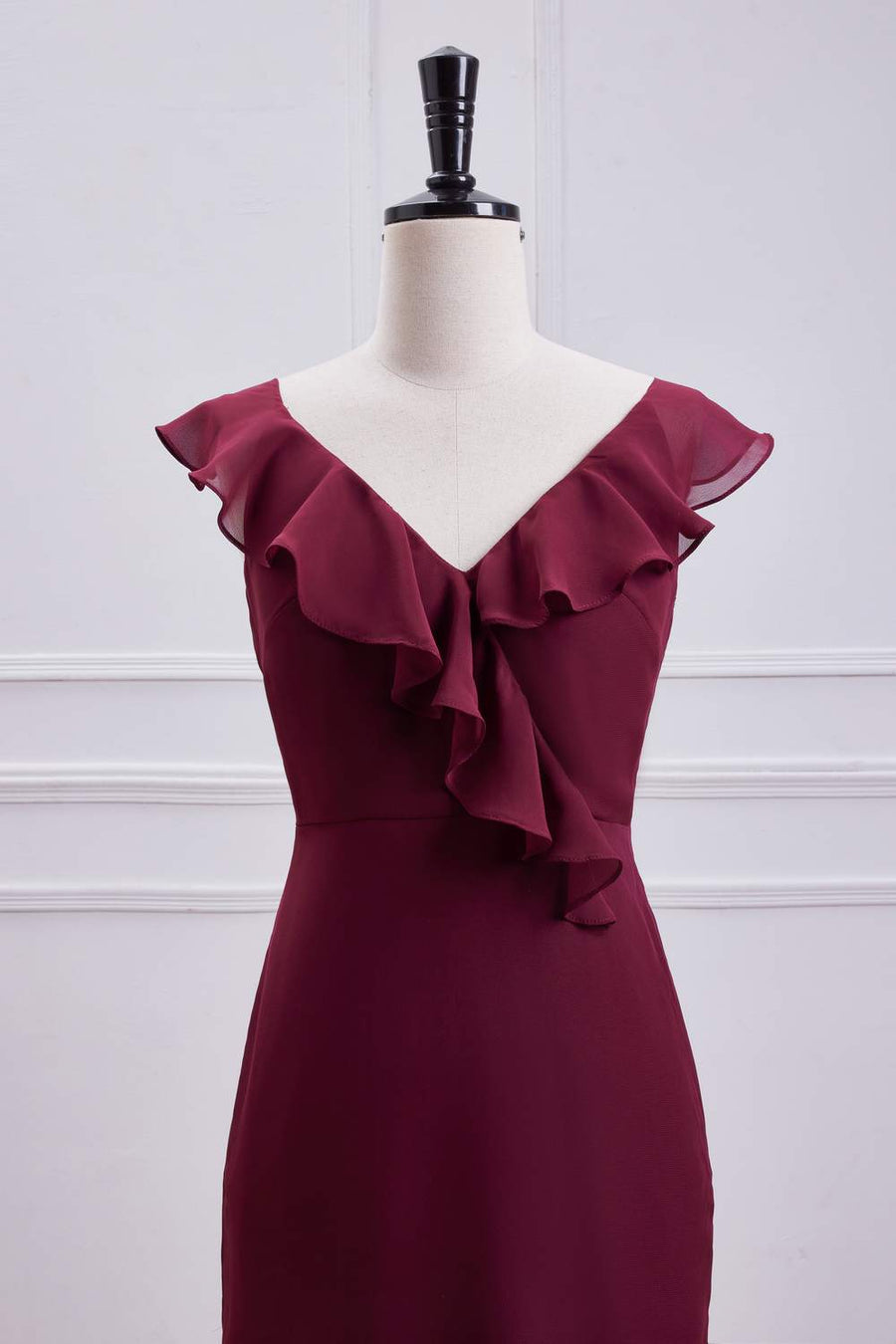 Wine Red Ruffled Mermaid Layers Long Bridesmaid Dress Custom Color / Custom Size