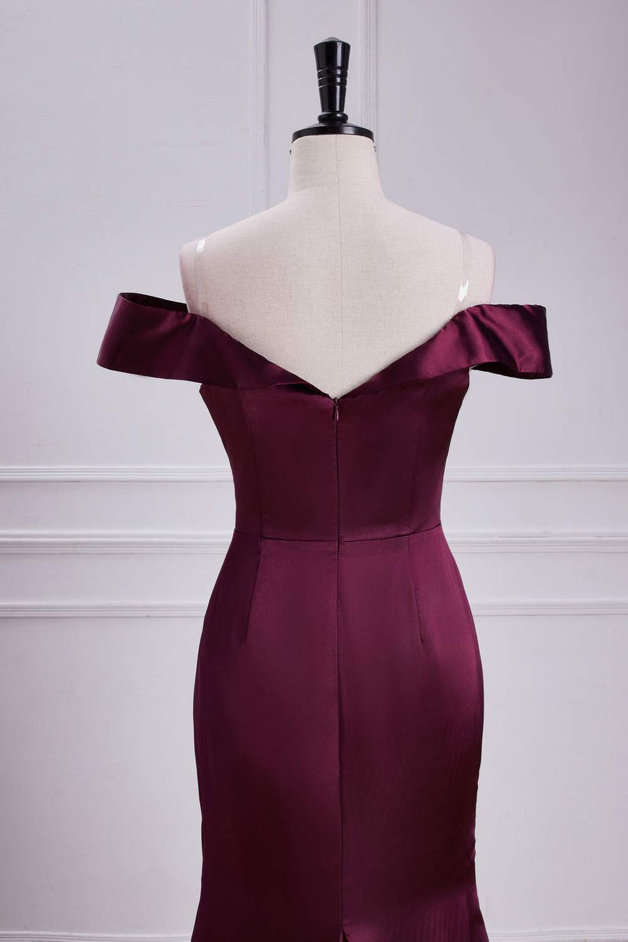 Raspberry Off-Shoulder Satin Mermaid Long Bridesmaid Dress Custom Color / US 16 Raspberry Off-Shoulder Satin Mermaid Long Bridesmaid Dress Custom Color / US 16