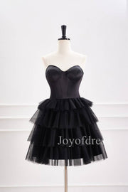 Sweetheart Black Corset Tiered A-Line Short Homecoming Dress