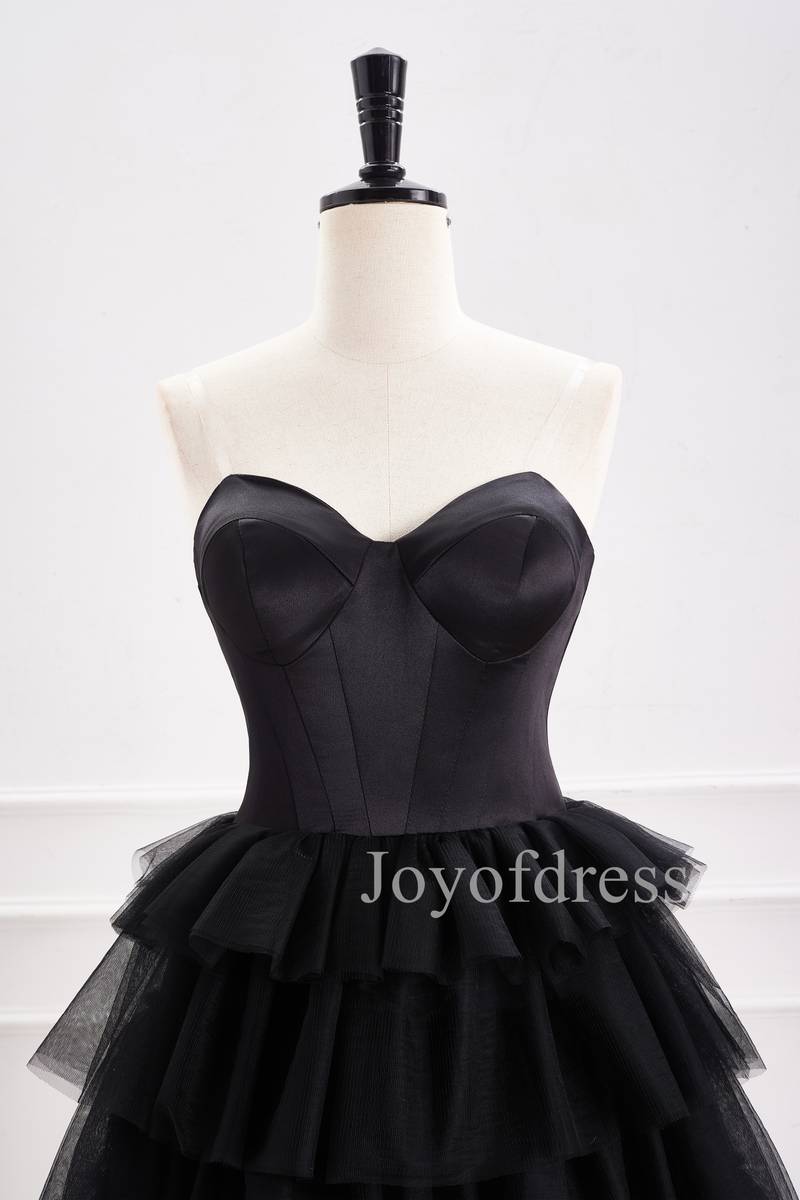 Sweetheart Black Corset Tiered A-Line Short Homecoming Dress