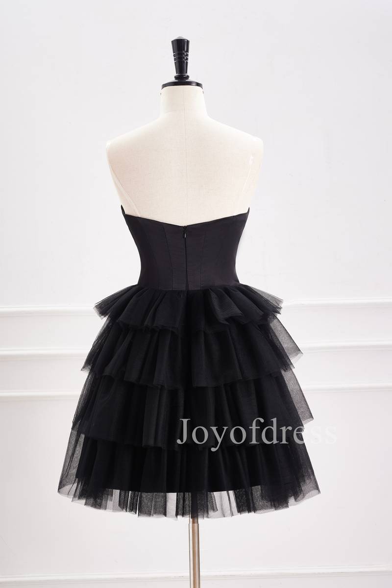 Sweetheart Black Corset Tiered A-Line Short Homecoming Dress