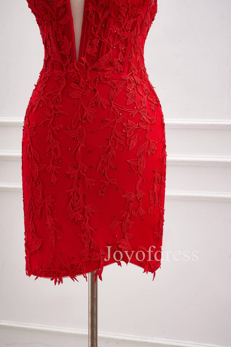 Halter Red Corset Appliques Backless Bodycon Dress Red / US 8 Halter Red Corset Appliques Backless Bodycon Dress Red / US 8
