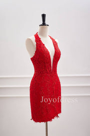 Halter Red Corset Appliques Backless Bodycon Dress