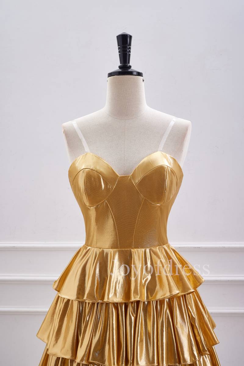 Metallic Gold Corset A-Line Layered Short Homecoming Dress