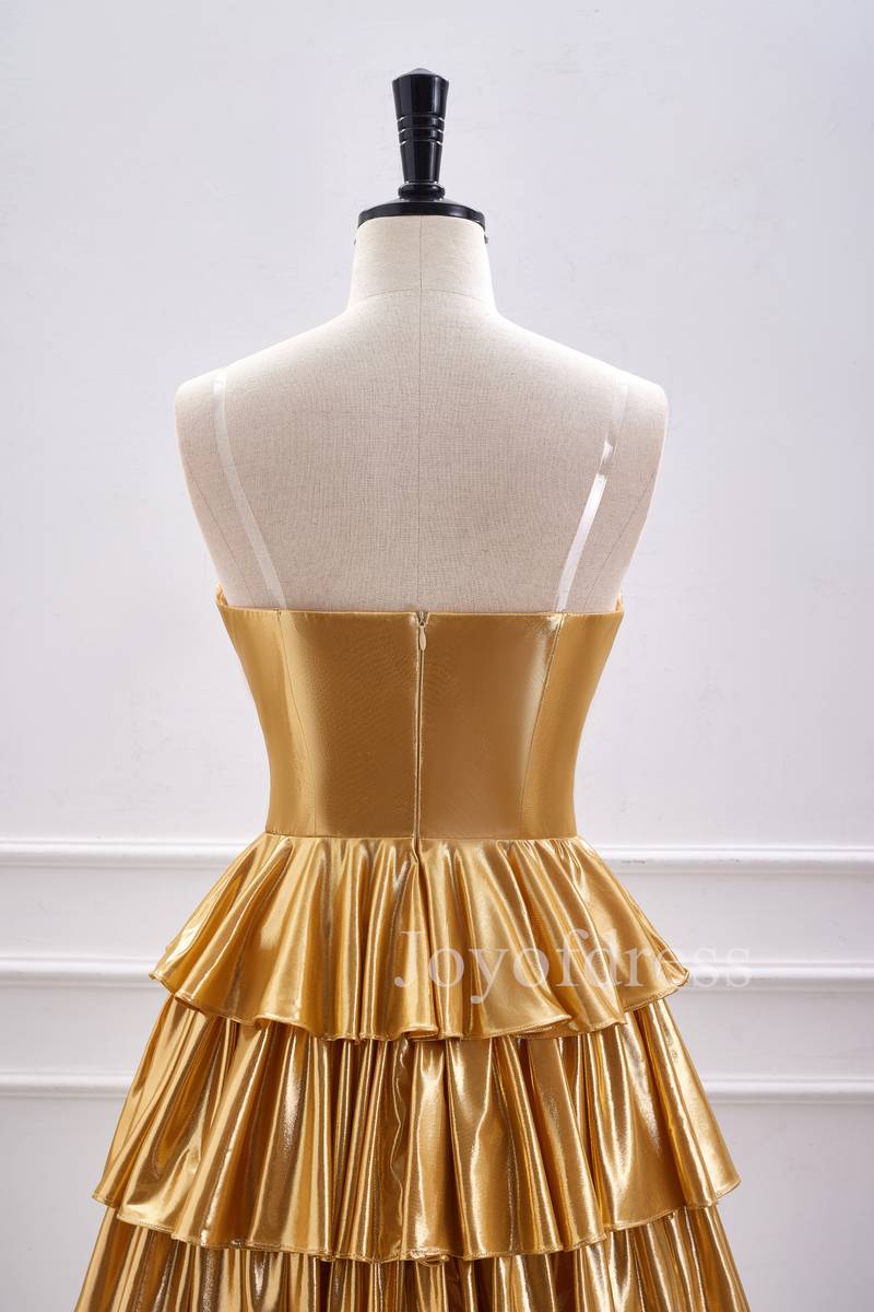 Metallic Gold Corset A-Line Layered Short Homecoming Dress Gold / US 2