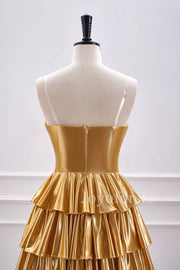 Metallic Gold Corset A-Line Layered Short Homecoming Dress