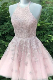 Appliques Short Pink Prom Dresses Cocktail Girls Homecoming Dresses